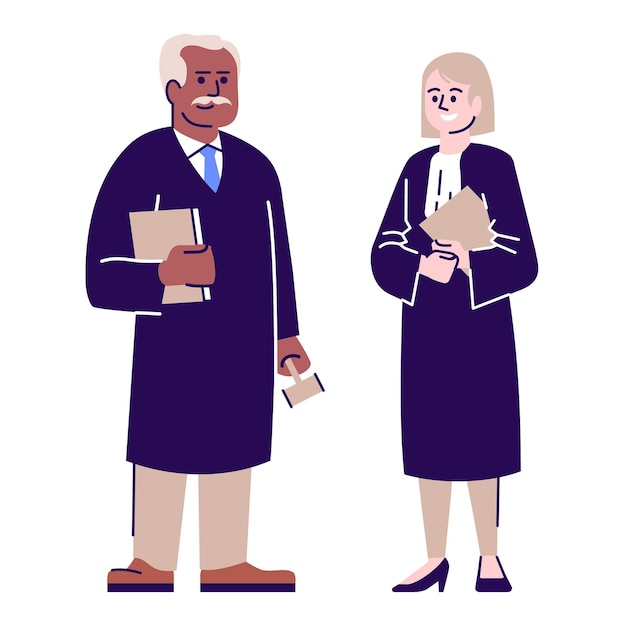 Premium Vector | Judges flat vector characters. lawyer couple, advocate ...