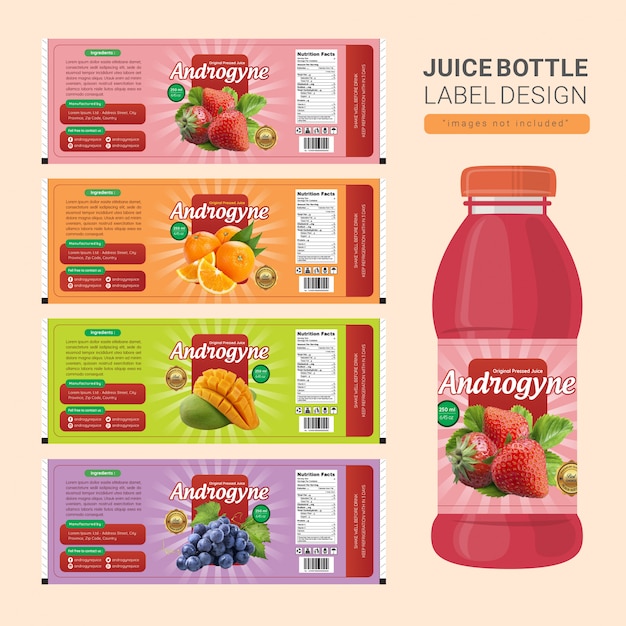 Juice bottle label design Vector Premium Download