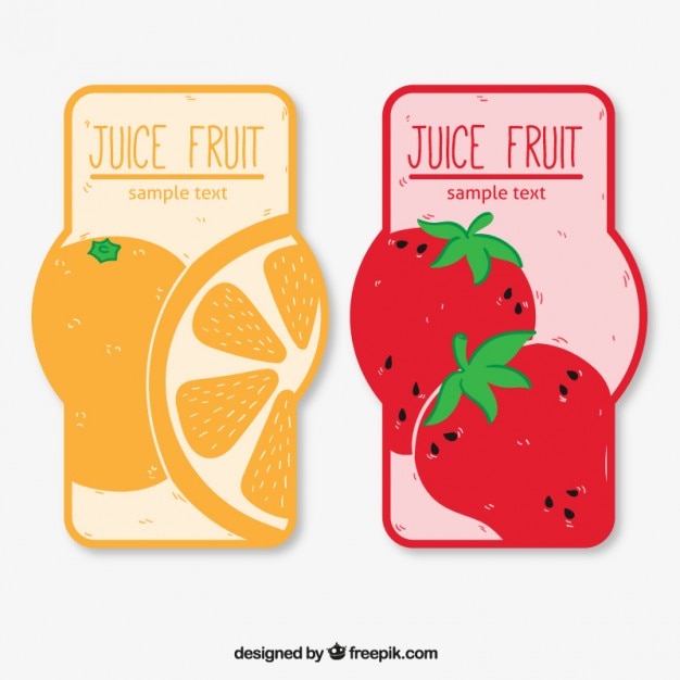 Juice Fruit Label Set Free Vector 