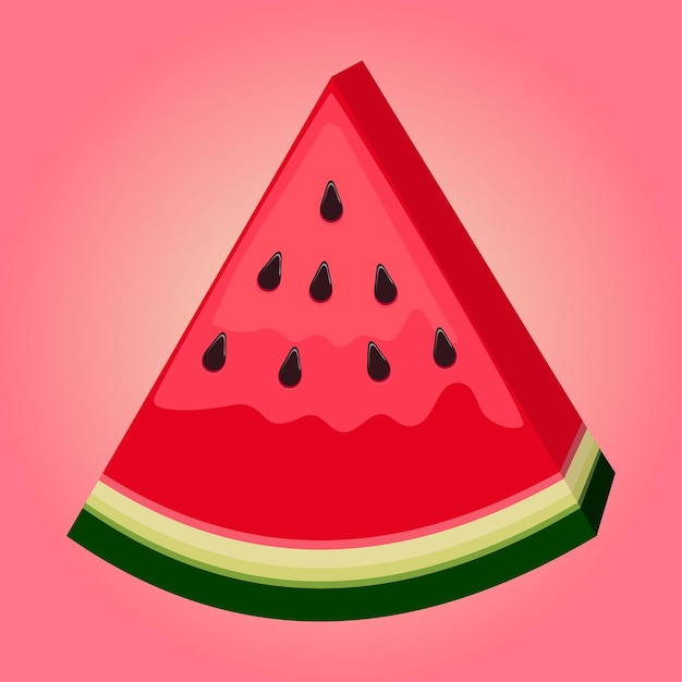 Premium Vector A Juicy Piece Of Ripe Watermelon In The Shape Of A