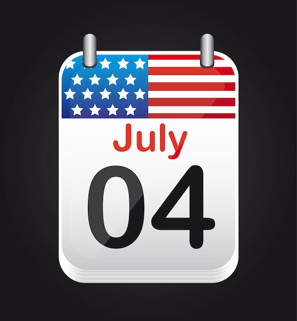Premium Vector July 4 calendar with united states flag