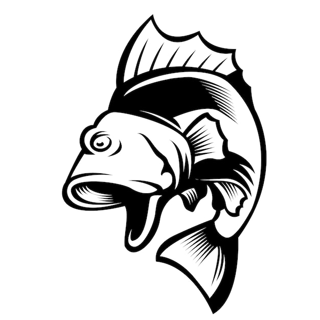 Download Jumping big mouth bass fish mascot logo Vector | Premium ...
