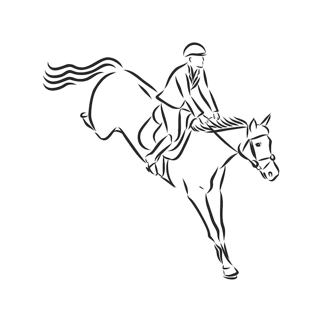Premium Vector | Jumping horse,black white picture isolated on white ...
