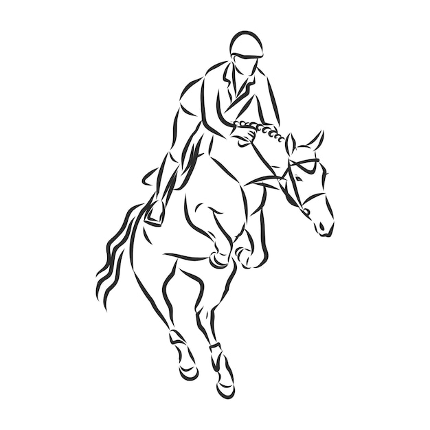 Premium Vector | Jumping horse,black white picture isolated on white ...