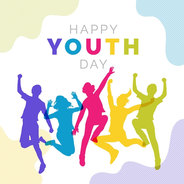 Jumping people silhouettes on youth day | Free Vector