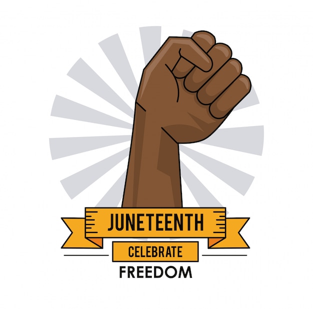 Premium Vector | Juneteenth day hand up liberty campaign poster