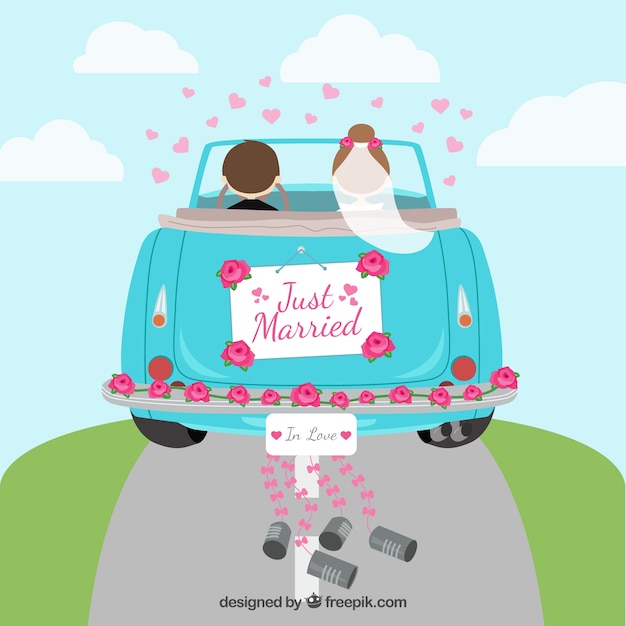 Just Married Car Cartoon