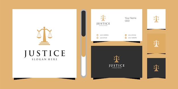 Premium Vector | Justice logo and business card.
