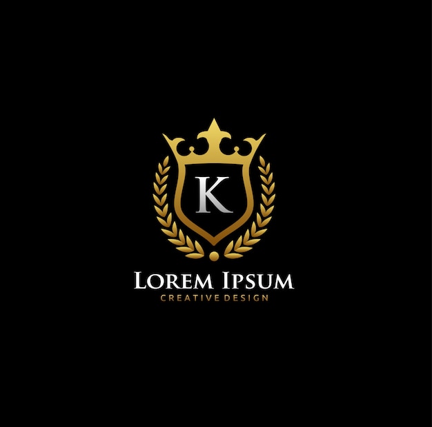 K letter gold crown logo Premium Vector