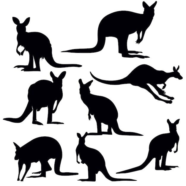 Download Kangaroo silhouette set | Premium Vector