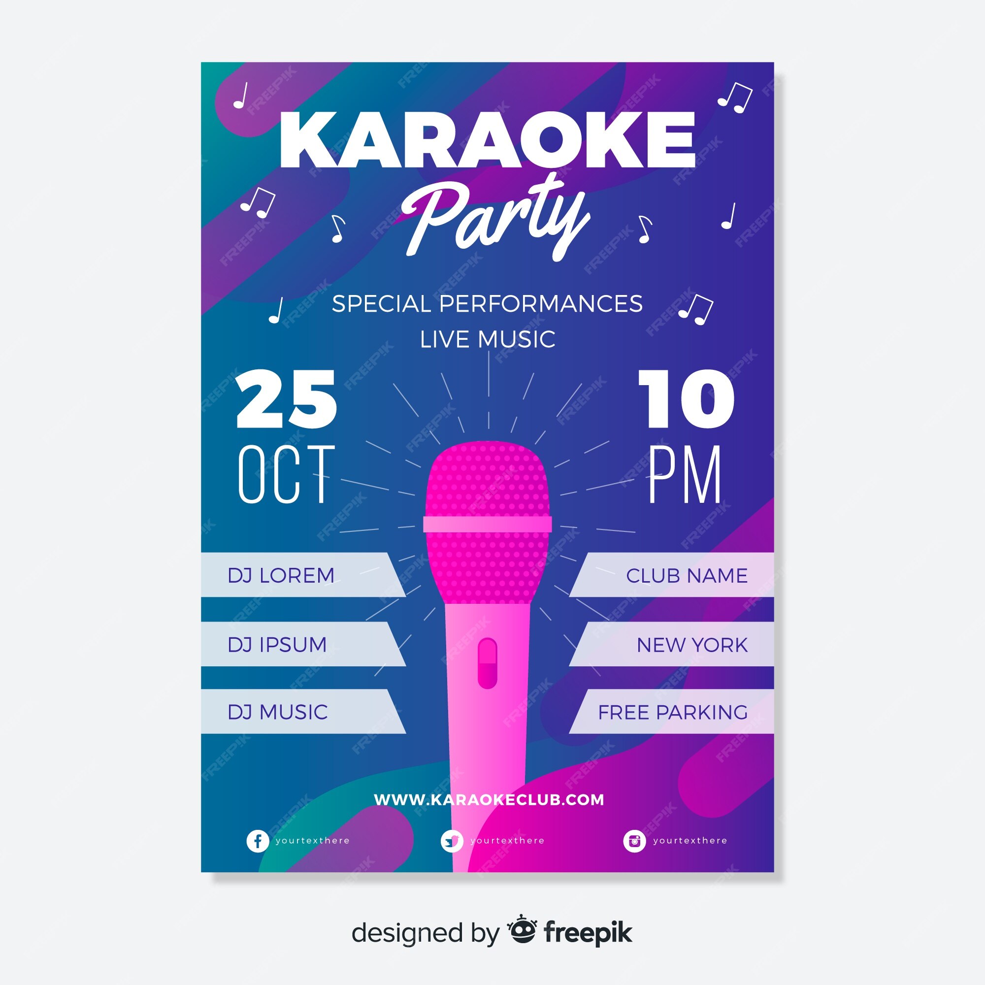 Free Vector | Karaoke abstract poster template