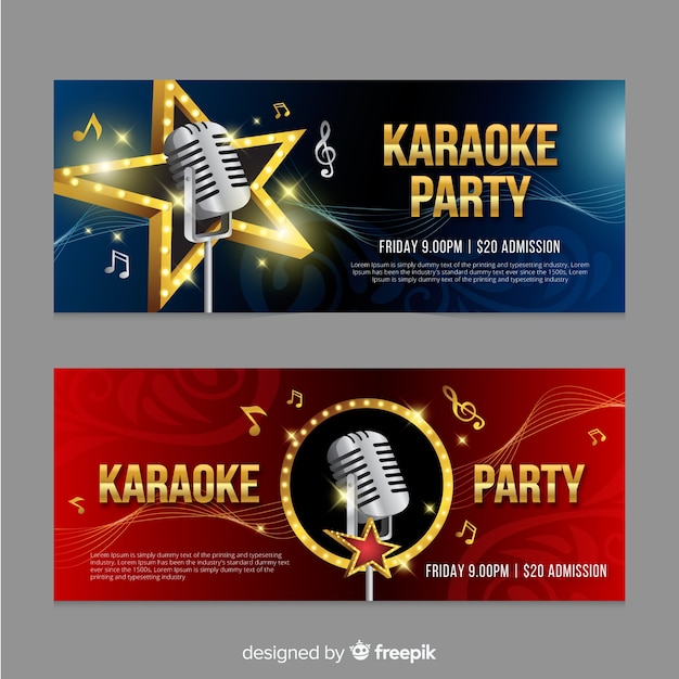 Premium Vector Karaoke Banner Template Realistic Style