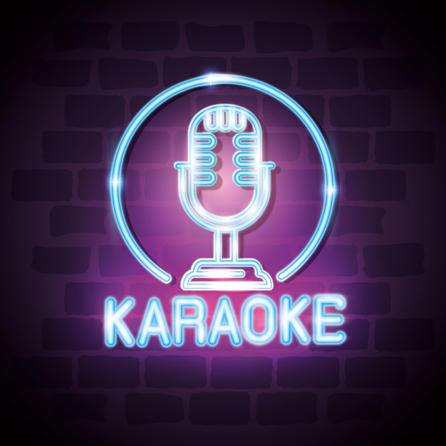 Premium Vector | Karaoke bar neon label vector illustration design