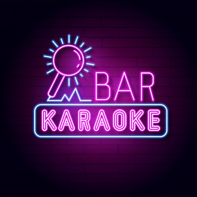 Premium Vector | Karaoke bar neon signboard. led neon light sign display.