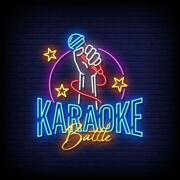 Premium Vector Karaoke Battle Neon Signs Style Text Vector