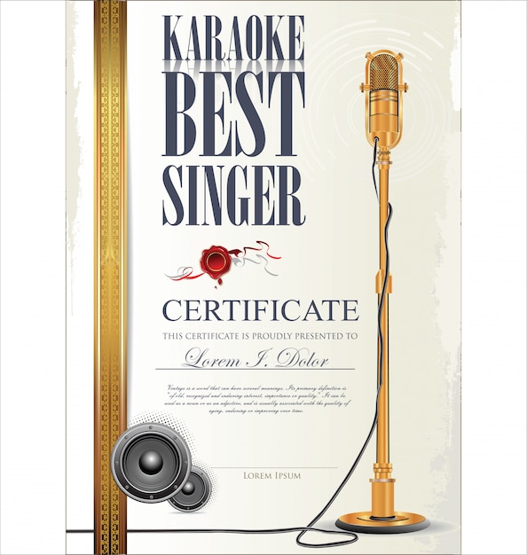 Premium Vector Karaoke certificate