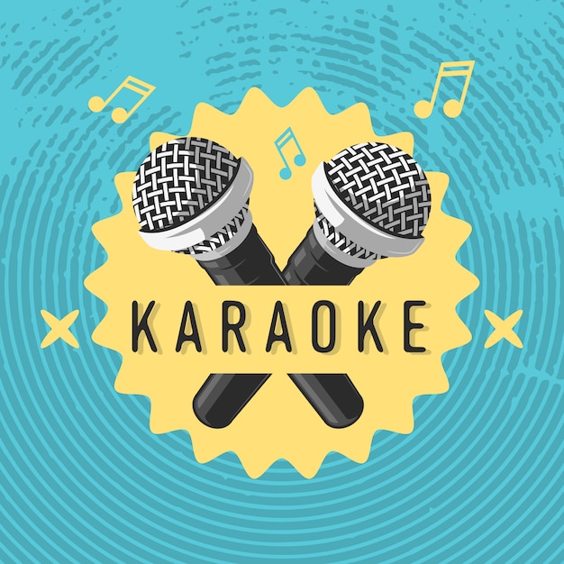 Premium Vector | Karaoke label sign design with microphone illustrations