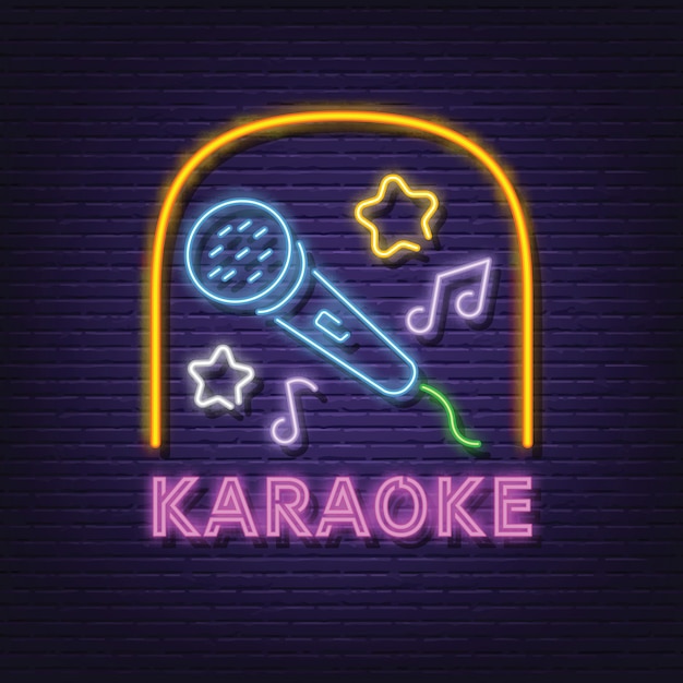 Premium Vector | Karaoke neon signboard