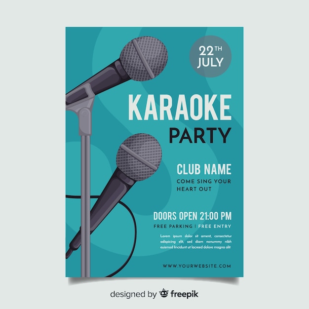 Free Vector | Karaoke poster template flat style