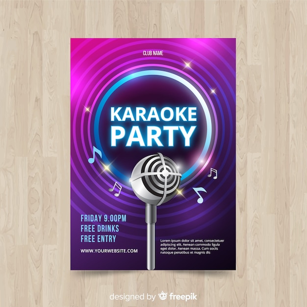 Free Vector | Karaoke poster template realistic style