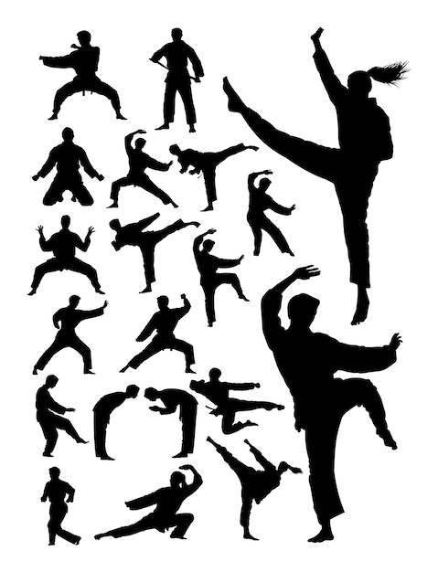 Download Premium Vector | Karate martial art silhouette