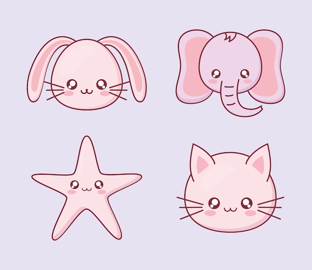 Premium Vector | Kawaii animal cartoon icon collection design