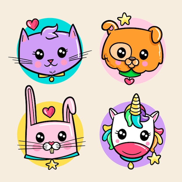 Free Vector | Kawaii animal/pets collection