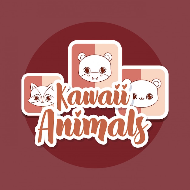 Premium Vector | Kawaii animals card