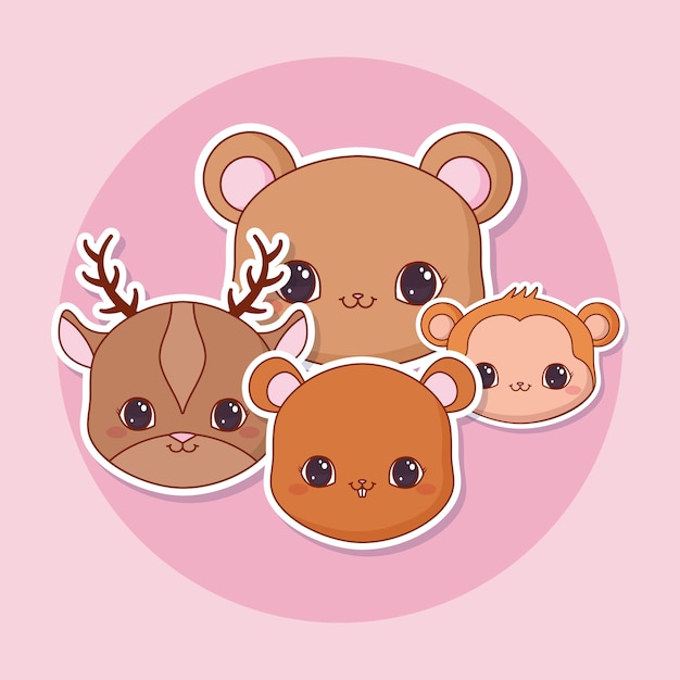 Premium Vector | Kawaii animals design