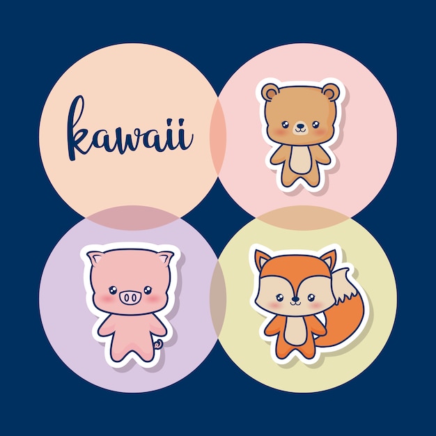 Free Vector | Kawaii animals