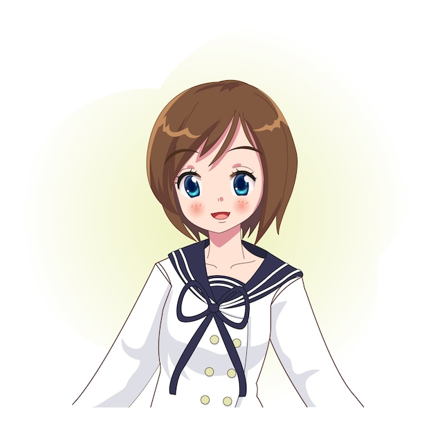 Premium Vector Kawaii Anime Manga Girl Wearing Sailor Student Uniform School Girl Japan Anime Girl Avatar Illustration