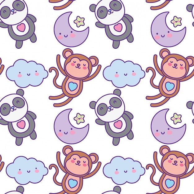 Kawaii cartoons background illustration Vector | Premium Download