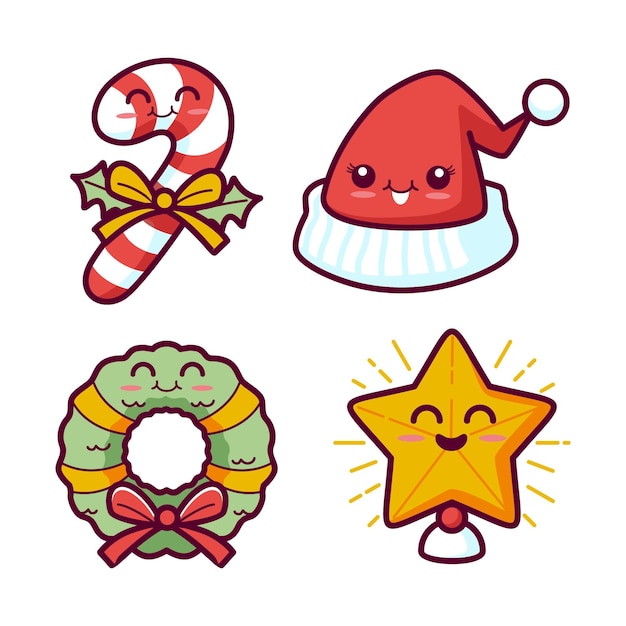 Premium Vector Kawaii christmas collection