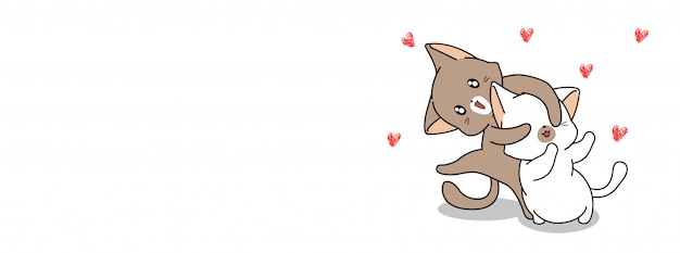 かわいいカップル猫イラスト プレミアムベクター