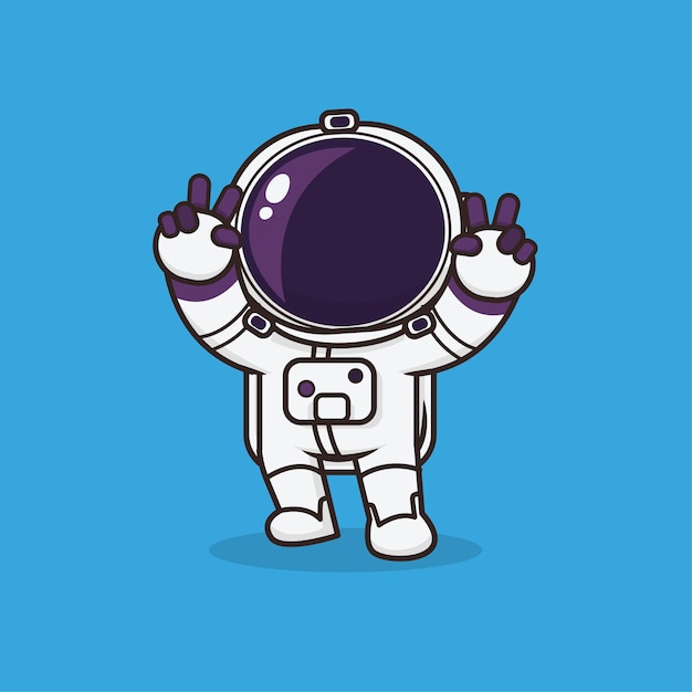 カワイイかわいいアイコン宇宙飛行士のマスコットイラスト プレミアムベクター