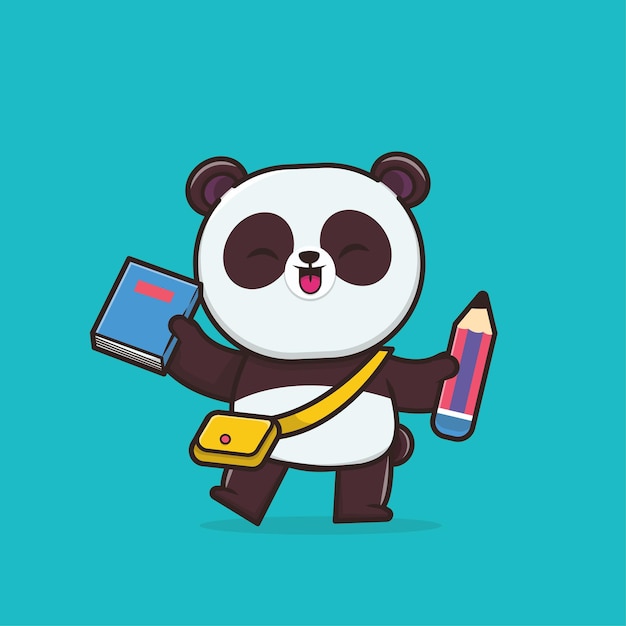 Premium Vector | Kawaii cute panda back to school