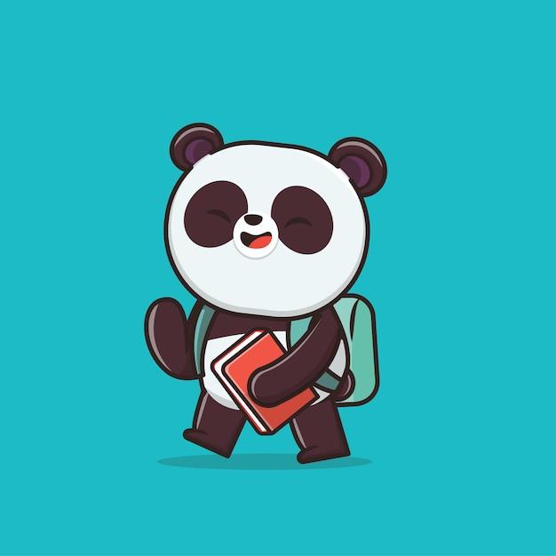 Premium Vector | Kawaii cute panda back to school