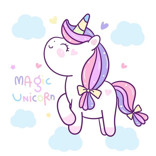 Premium Vector | Kawaii cute unicorn on cloud