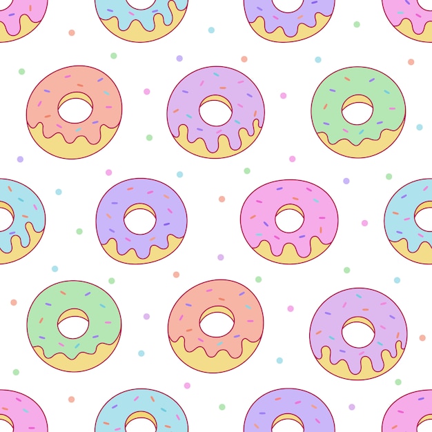 Premium Vector Kawaii Donuts Seamless Pattern For Cafe Or Restaurant