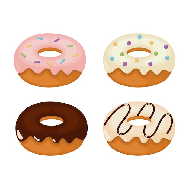 Premium Vector Kawaii Donuts Set