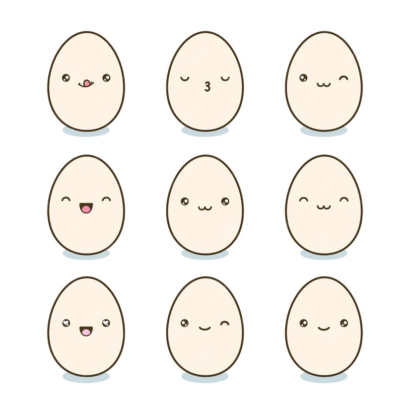 Premium Vector | Kawaii eggs with cute faces