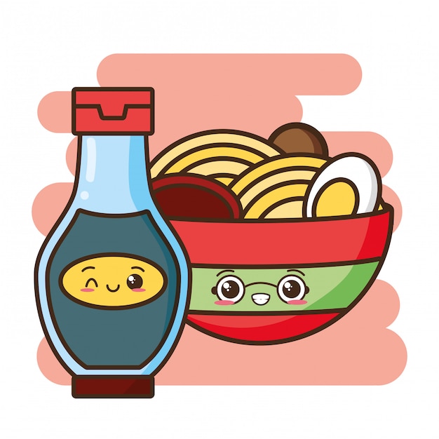 無料のベクター かわいいファーストフードかわいいアジア料理イラスト