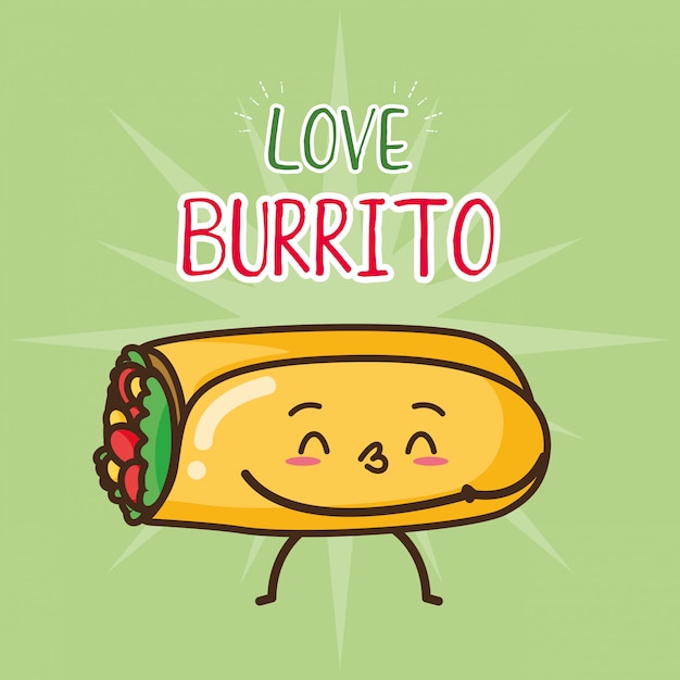 Kawaii fast food cute burrito illustration Vector | Free Download