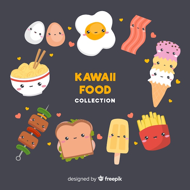 Kawaii Food Collection Free Vector