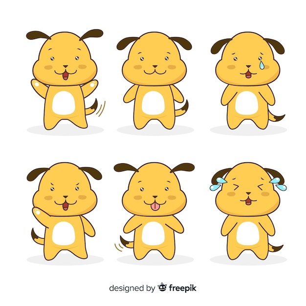 Kawaii hand drawn dog collection | Free Vector