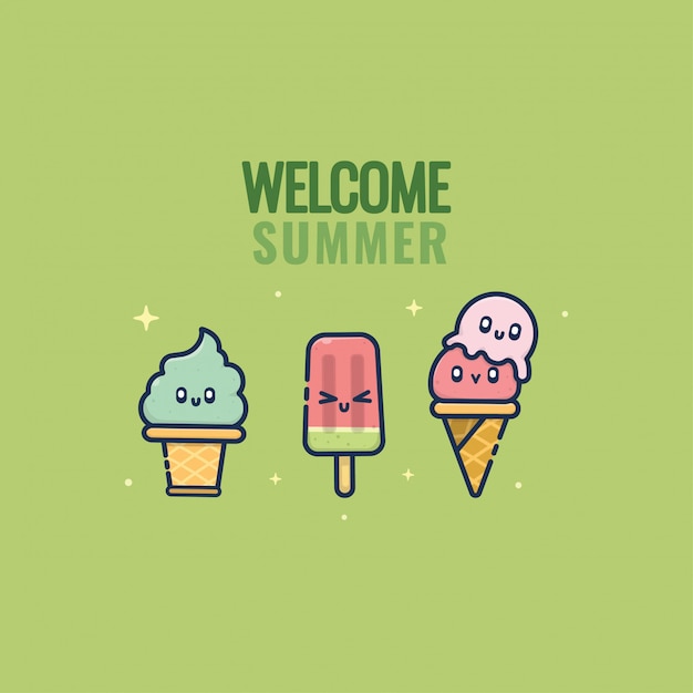 Download Free Kawaii Of Ice Cream Summer Character Premium Vector Use our free logo maker to create a logo and build your brand. Put your logo on business cards, promotional products, or your website for brand visibility.
