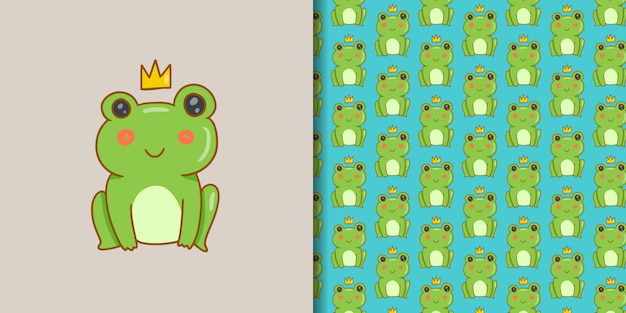 Premium Vector Kawaii King Frog