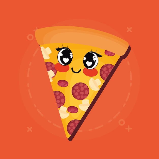 Premium Vector | Kawaii pizza icon