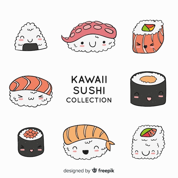 Kawaii sushi collection Vector | Free Download