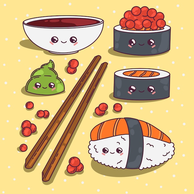 Premium Vector Kawaii Sushi